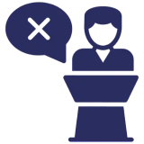 Icon of speaker and speech bubble with X