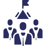Team leadership icon with flag